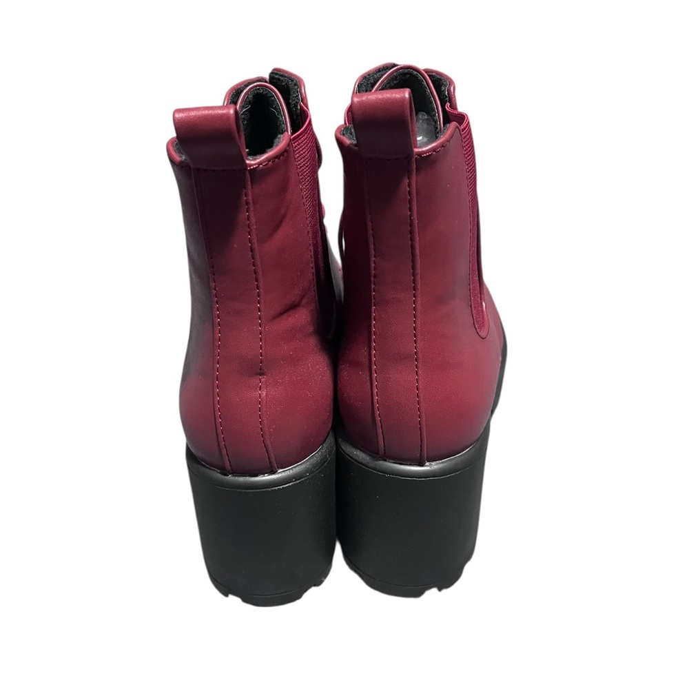 Allegra K Burgundy Lace-Up Boots – Stylish Combat Style. NEW - Picture 2 of 5